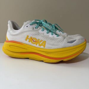 Hoka Bondi 9 Sneaker Womens 9.5 Platform Running Shoes Yellow Orange